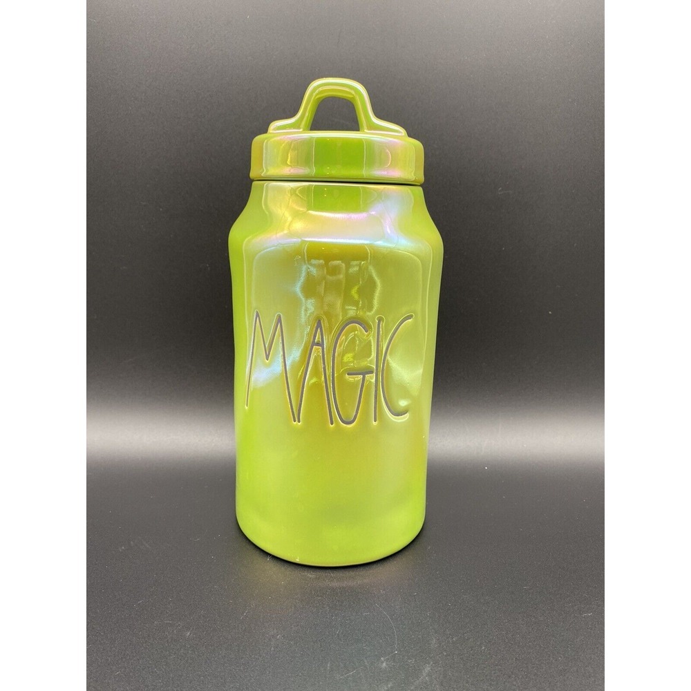 Rae Dunn MAGIC Canister Green Iridescent Halloween LL Magenta‎ Tall Narrow